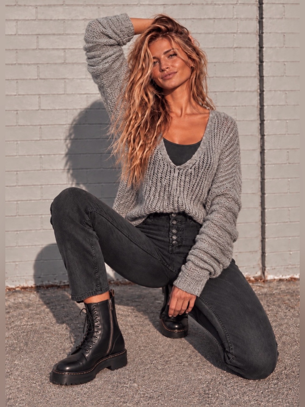 NWT Free People Moonbeam Alpaca V-Neck Sweater